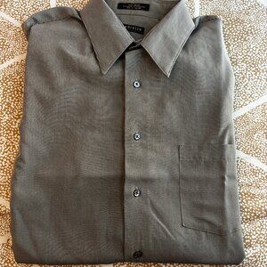 Van Heusen Softwear Mens 16.5" Brown Micro Check Long Sleeve Button Down Size L